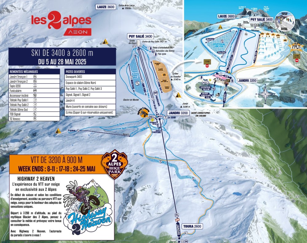 Les Deux Alpes in de zomerskien.